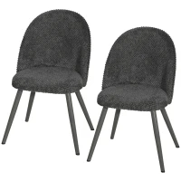 HOMCOM Dining Chairs Velvet Fabric Upholstered Kitchen Chairs Metal Legs Set of 2, Dining Room, Home, Dark Grey(m-2)