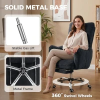 HOMCOM Office Chair with Foot Rest, Ergonomic Reclining Computer Gaming Chair w/ Snow Flannel Fabric, Thick Cushion, Black(m-14)