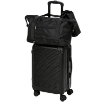HOMCOM 3-Piece Luggage Set, Expandable Carry On Suitcase Set with Travel Duffel Bag, Toiletry Bag, TSA Lock, Hard Shell, Black(m-2)