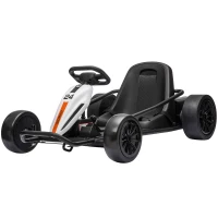 Qaba 24V Electric Drift Go Kart for Kids with Dual Motors, Soft Start, PU Wheels, 7.5MPH High Speed, for Ages 6+, White(m-1)