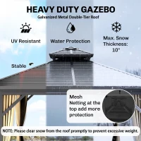 Outsunny 10' x 10' Hardtop Gazebo with Aluminum Frame, Metal Roof Gazebo Canopy w/ Hook, Curtains included, Dark Brown(m-4)