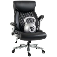 HOMCOM Ergonomic Office Chair with Inflatable Lumbar Support, 600 lbs, Heavy Duty Desk Chair, BIFMA, Headrest, Flip-Up Arms(m-11)