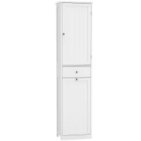 HOMCOM 71" Tall Bathroom Storage Cabinet, Freestanding Narrow Bathroom Cabinet with Tilt-out Laundry Basket, White(m-2)