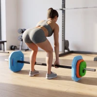 Soozier 44lbs Adjustable Barbell Weight Set, Barbell Bar with Weight Plates, Non-slip Handle, Multicolour(m-8)