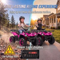 Qaba 24V Ride on ATV, 4 Wheeler for Kids with Dual Motors, Soft Start, Battery Display, Music, Lights for 3-8 Years, Pink(m-5)