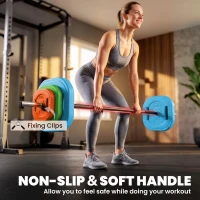 Soozier 44lbs Adjustable Barbell Weight Set, Barbell Bar with Weight Plates, Non-slip Handle, Multicolour(m-6)