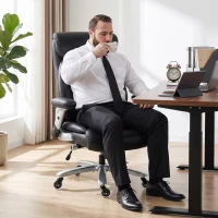 HOMCOM Ergonomic Office Chair with Inflatable Lumbar Support, 600 lbs, Heavy Duty Desk Chair, BIFMA, Headrest, Flip-Up Arms(m-8)