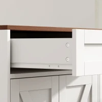 HOMCOM 71" Large Sideboard Buffet Cabinet, Farmhouse Coffee Bar Cabinet with 2 Drawers and 6 Barn Doors, White(m-9)