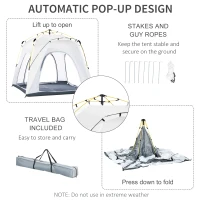 Outsunny 3 Person Pop Up Camping Tent Quick Setup Automatic Hydraulic Family Travel Tent w/ Windows Doors Carry Bag, Gray(m-6)