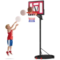 Qaba Kids Basketball Hoop, 6.6-8.5ft Adjustable Height Basketball Net with Weight Bag, for Indoor Outdoor, for 6+ Years(m-9)