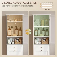 HOMCOM 71" Tall Bathroom Storage Cabinet, Freestanding Narrow Bathroom Cabinet with Tilt-out Laundry Basket, White(m-6)
