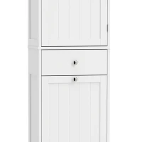 HOMCOM 71" Tall Bathroom Storage Cabinet, Freestanding Narrow Bathroom Cabinet with Tilt-out Laundry Basket, White(m-10)