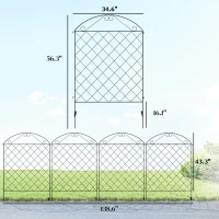 Outsunny Garden Fence, 4 Pack Steel Fence Panels, 11.5' L x 56" H, Rust-Resistant Decorative Border Flower Edging(m-3)