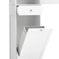 HOMCOM 71" Tall Bathroom Storage Cabinet, Freestanding Narrow Bathroom Cabinet with Tilt-out Laundry Basket, White(m-12)