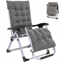 Outsunny Reclining Zero Gravity Chair with Adjustable Backrest, Folding Garden Sun Lounger, Outdoor Recliner with Removable Cushion and Headrest, Dark Grey(m-2)