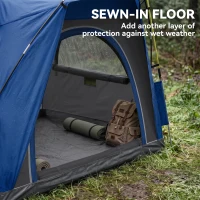 Outsunny 3 Person Pop Up Camping Tent Quick Setup Automatic Hydraulic Family Travel Tent w/ Windows Doors Carry Bag, Blue(m-5)