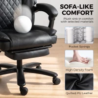 HOMCOM Massage Office Chair with Heat, 400lbs Heavy Duty Desk Chair with Adjustable Headrest, Reclining, Footrest, Black(m-5)