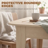 HOMCOM Extendable Oval Dining Table for 4-6, Farmhouse Expandable Kitchen Table, Round Edges, Oak(m-6)