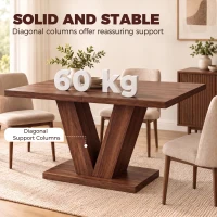 HOMCOM Modern Kitchen Table, Rectangular Dining Table for 4 People with Thick Top, Walnut(m-5)