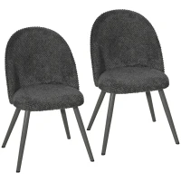HOMCOM Dining Chairs Velvet Fabric Upholstered Kitchen Chairs Metal Legs Set of 2, Dining Room, Home, Dark Grey(m-12)