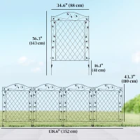 Outsunny Outdoor Metal Garden Fence Panels, Border Edging for Yard, Patio, 4 Pack, Wavey Vines(m-3)