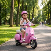 Qaba 12V Kid Motorcycle, Electric Motorbike with Training Wheels, Rear Suspension, Steering Limitation for 3-6 Years, Pink(m-2)