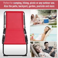 Outsunny Set of 2 Folding Chaise Lounge Chairs, Outdoor Sun Tanning Chairs with Reclining Back, Wine Red(m-7)