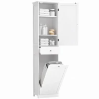 HOMCOM 71" Tall Bathroom Storage Cabinet, Freestanding Narrow Bathroom Cabinet with Tilt-out Laundry Basket, White(m-13)