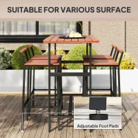 Outsunny 5 Piece Patio Bar Set with 47" Bar Height Table and 4 Bar Stools, for Backyard, Balcony, Porch, Pool, Lawn, Brown(m-7)