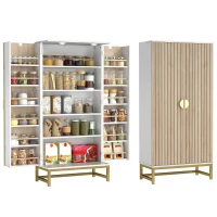 HOMCOM 47" Kitchen Pantry Cabinet, Freestanding Kitchen Storage Cabinet with 12 Door Shelves and Adjustable Shelves, White(m-11)