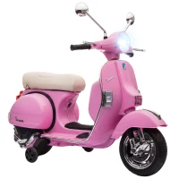 Qaba 12V Kid Motorcycle, Electric Motorbike with Training Wheels, Rear Suspension, Steering Limitation for 3-6 Years, Pink(m-11)