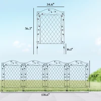 Outsunny Garden Fence, 4 Pack Steel Fence Panels, 11.5' L x 56" H, Rust-Resistant Decorative Border Flower Edging(m-3)