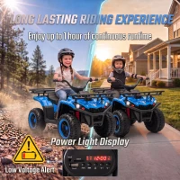 Qaba 24V Ride on ATV, 4 Wheeler for Kids with Dual Motors, Soft Start, Battery Display, Music, Lights for 3-8 Years, Blue(m-5)