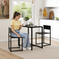 HOMCOM 3-Piece Dining Room Set, Industrial Kitchen Table Set with Rectangular Table and 2 Dining Chairs, Black(m-10)