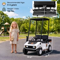 Qaba 24V Kids Golf Cart 2WD 2-Seater with Remote, Soft Start, Rear Suspension, Sunshade, Storage, Gift for 3-6 Years, White(m-3)