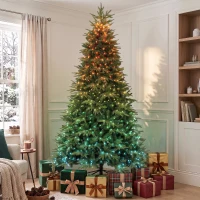 HOMCOM 9ft Christmas Tree with Synchronized LEDs, DIY Function, Frasier Grande Fir with Hinge Design, Remote, Daily Timer(m-1)