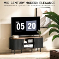 HOMCOM TV Stand Cabinet for TVs up to 55 Inches, TV Unit with Storage Shelves and Cabinets for Living Room, Black(m-4)