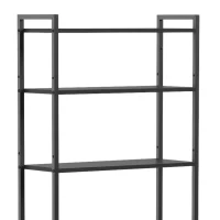 HOMCOM Over-the-Toilet Storage Shelf, 3-Tier Over-Toilet Bathroom Organizer with Adjustable Shelves and Pull-Out Basket, Black(m-12)