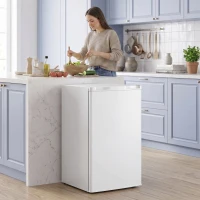 HOMCOM 3.2 Cu Ft Mini Fridge with Chiller Box, Single Door Compact Refrigerator, Adjustable Thermostat, Reversible Door, White(m-1)