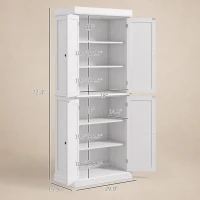 HOMCOM 72" Kitchen Cabinet, Pantry Storage Cabinet with Doors and Shelves, Freestanding Food Pantry Cabinet, White(m-3)