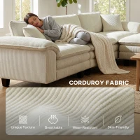 HOMCOM Sectional Sofa, L Shaped Couch with Deep Seat, Movable Ottoman and Pillow-top Armrests, Beige(m-6)