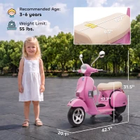Qaba 12V Kid Motorcycle, Electric Motorbike with Training Wheels, Rear Suspension, Steering Limitation for 3-6 Years, Pink(m-3)