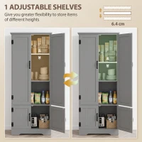 HOMCOM 60" 4-Door Storage Cabinet Multi-Storey Large Space Pantry with Adjustable Shelves Grey(m-6)