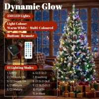 HOMCOM 6ft Flocked Prelit Christmas Tree Spruce, Dual Colour, Remote, Hinged Artificial Xmas Tree with Pinecones, Berries(m-5)