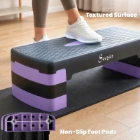 Soozier Aerobic Exercise Step Platform, 4"/6"/8" Adjustable Aerobic Stepper with Risers, Workout Stepper for Home Gym, Purple(m-5)