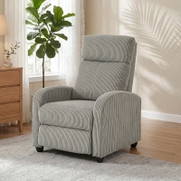 HOMCOM Corduroy Home Theater Seating, Push Back Recliner Chair with Padded Seat for Living Room, Grey(m-13)