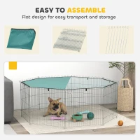 PawHut Foldable Pet Playpen with Top Cover, Portable Heavy Duty Dog Pen for Dogs, Cats, Chickens, Rabbits(m-5)