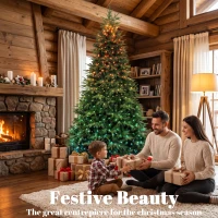 HOMCOM 9ft Christmas Tree with Synchronized LEDs, DIY Function, Frasier Grande Fir with Hinge Design, Remote, Daily Timer(m-4)