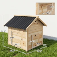 PawHut Duck Coop, Wooden Duck House with Openable Roof & Double Doors, Natural Wood(m-3)