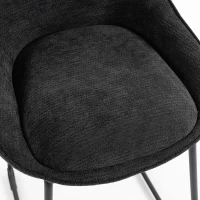 HOMCOM Bar Stools Set of 2 Chenille Barstools Counter Height Bar Chairs Backrest Footrest Black(m-11)